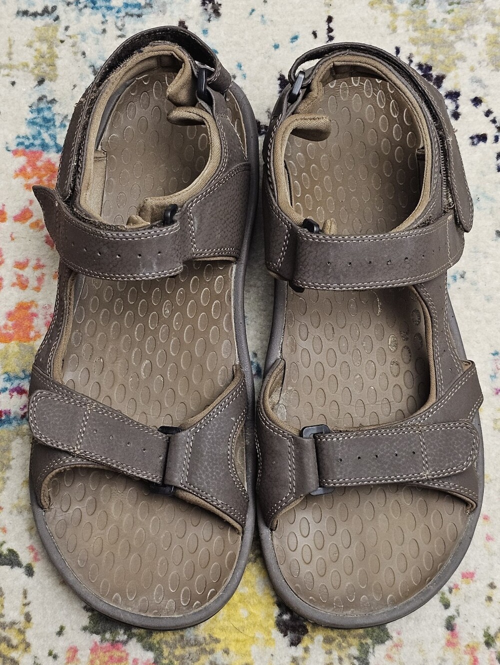 Vionic Mick Men's Size 14 Brown Hiking Sandals Adjustable Comfort Support Shoes